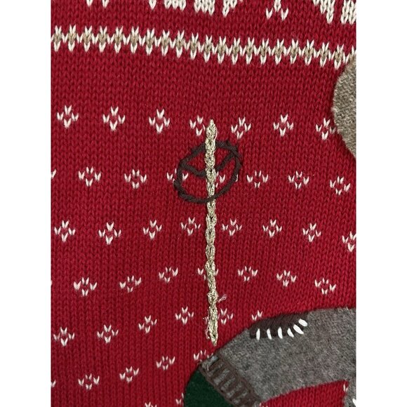 Christopher‎ Banks Women’s XL Hand Embroidered Holiday Christmas Sweater Bear - Picture 6 of 12